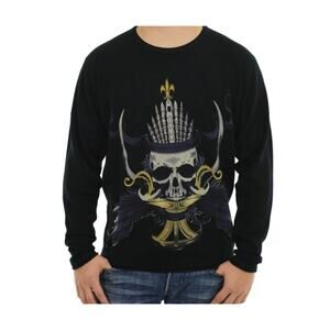 Rare NEW w Tag! RAW7 Men's 2XL CAPTAIN Crewneck Sweater Black Skull Goth Raver